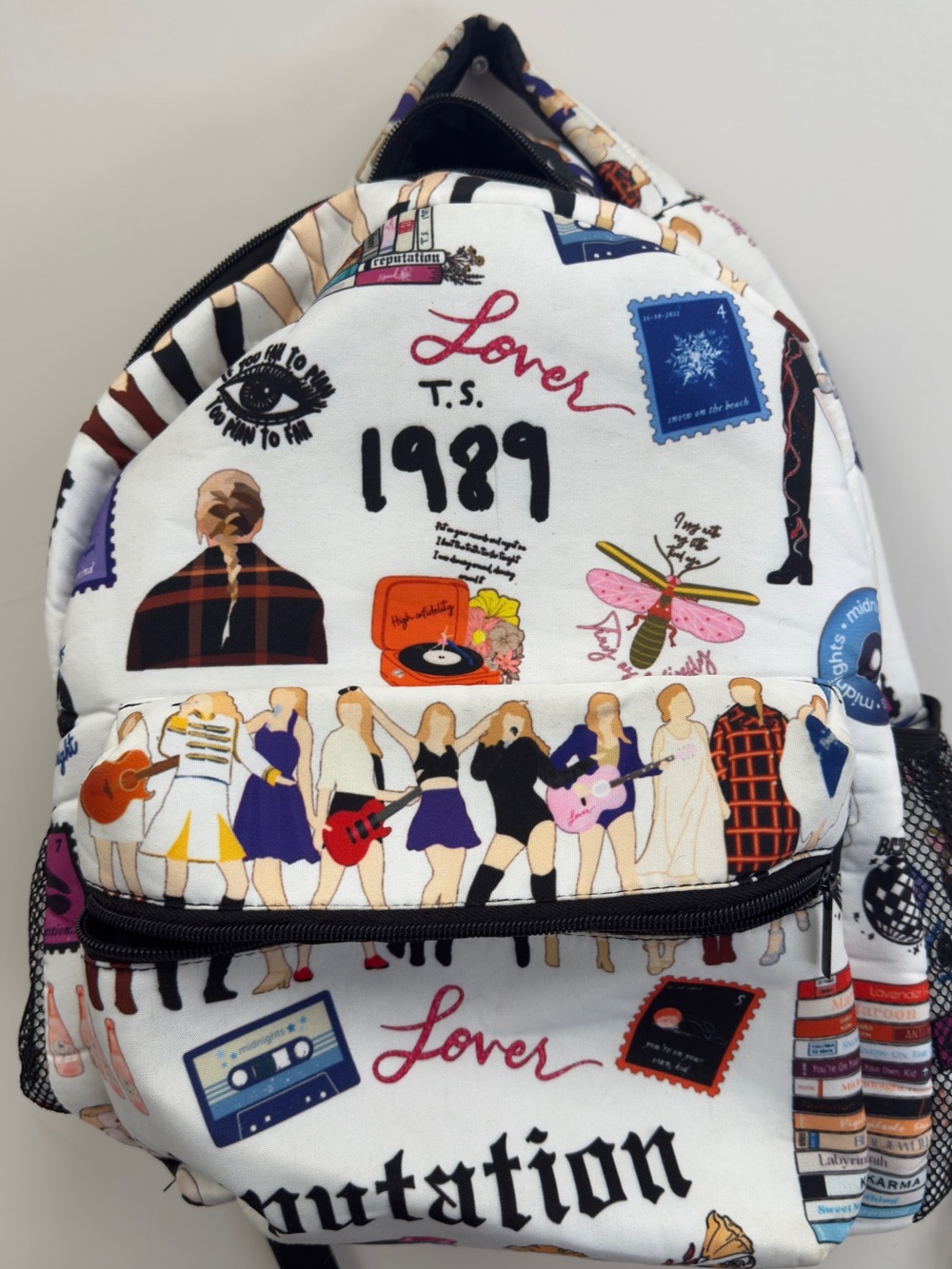 Taylor Swift White Graphic '1989' & Lover Illustrated Backpack